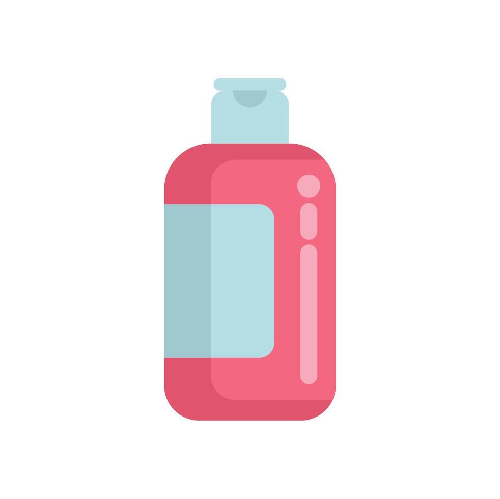 Pink plastic bottle with label for shampoo or other cosmetics product vector
