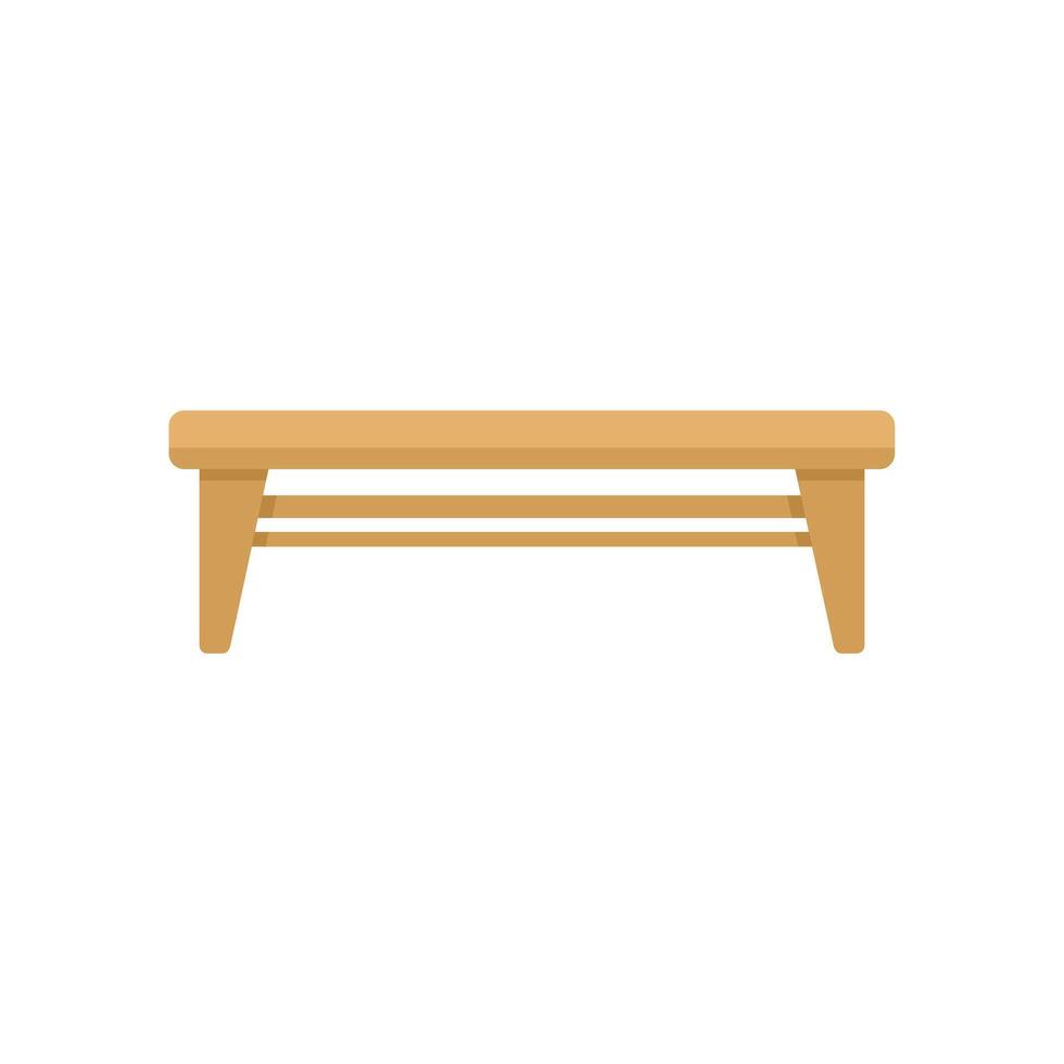 Wooden bench with shelf for shoes standing on white background vector