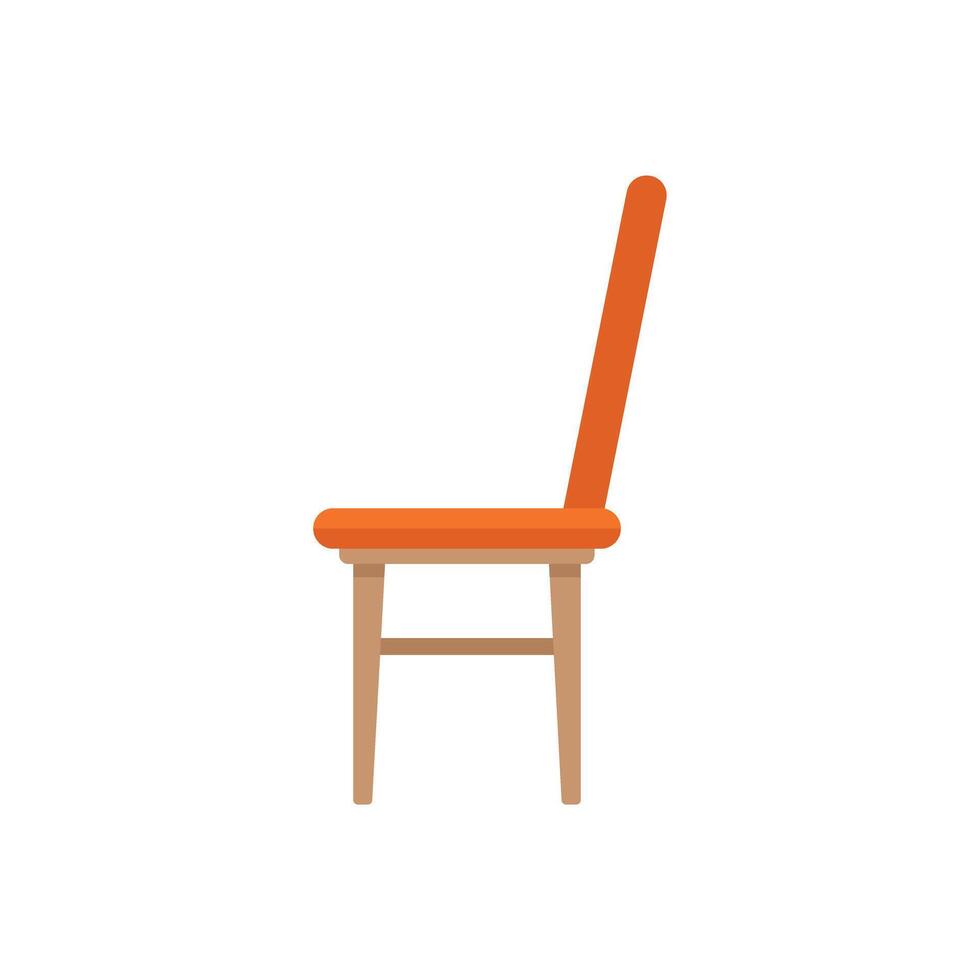 Wooden chair with soft orange upholstery standing sideways vector