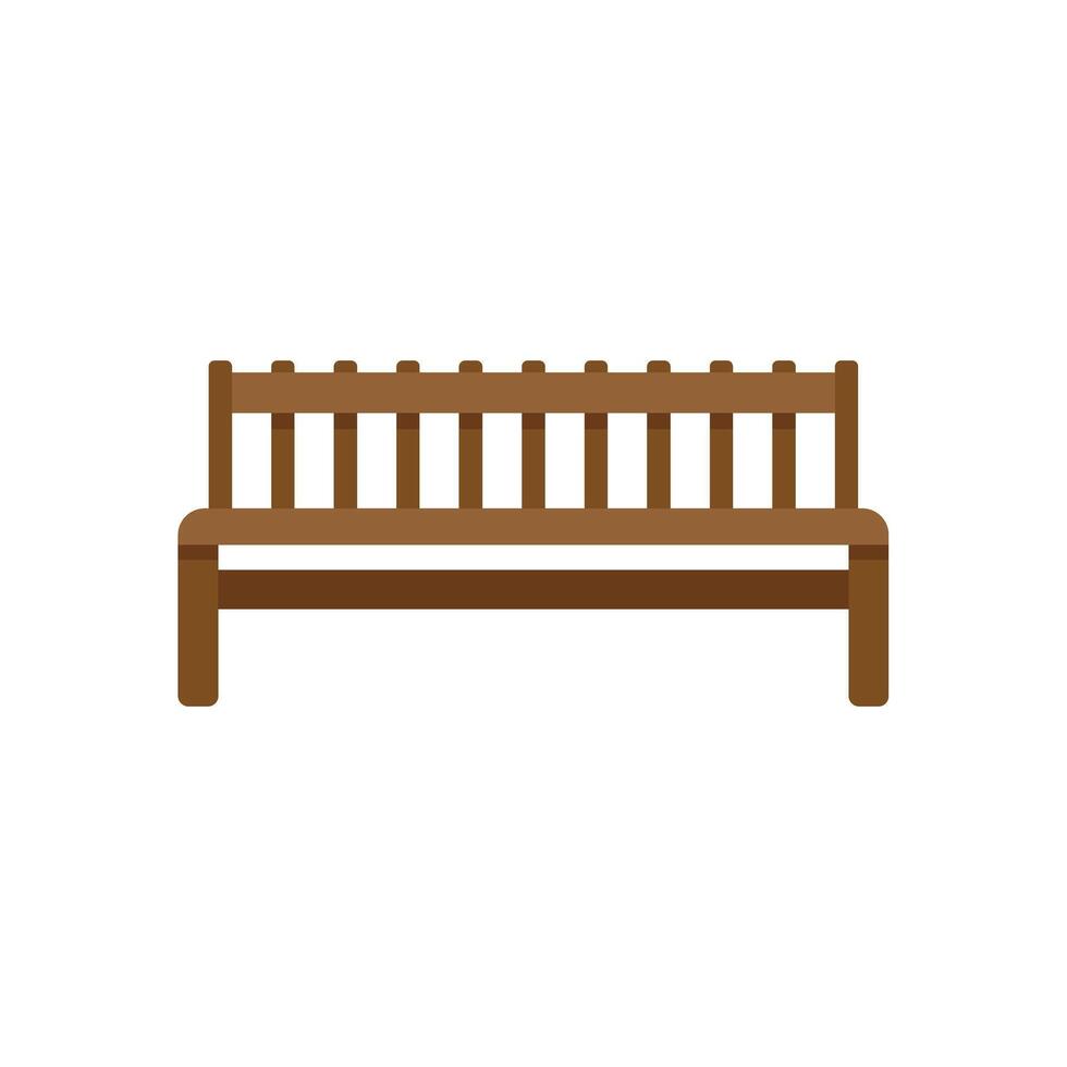 Wooden bench with backrest standing on white background vector