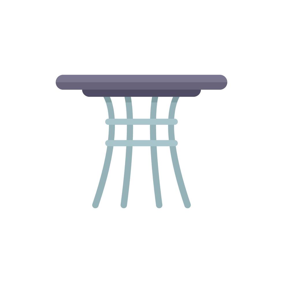 Round table with metal legs crossing each other with round top isolated on white background vector