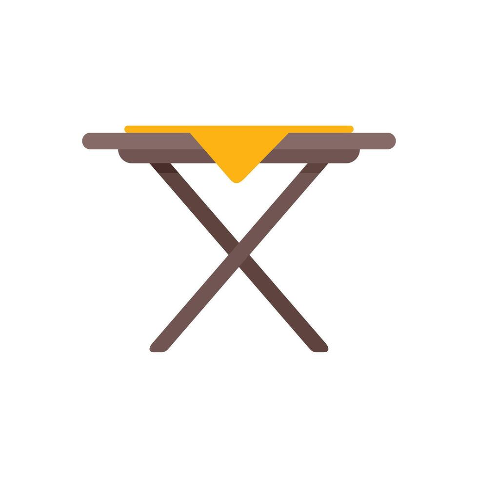 Folding table with yellow tablecloth covering top surface vector