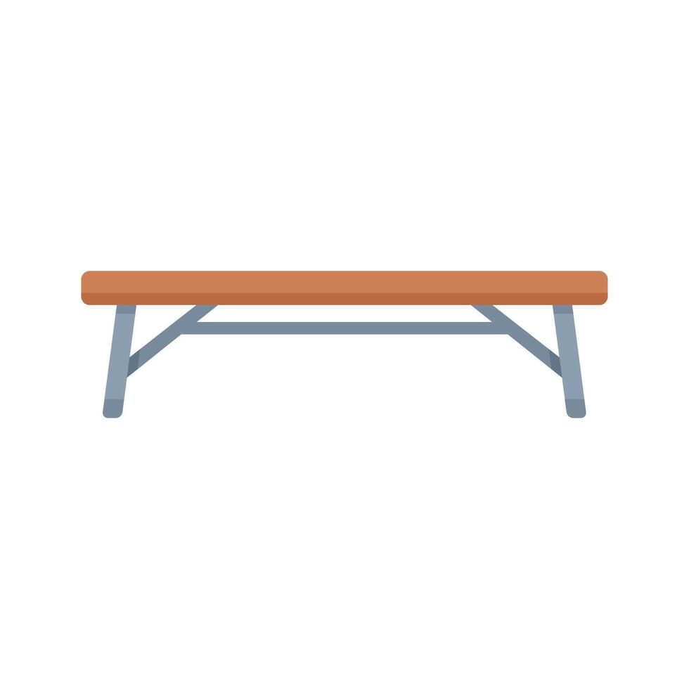 Wooden bench with metal legs standing on white background vector