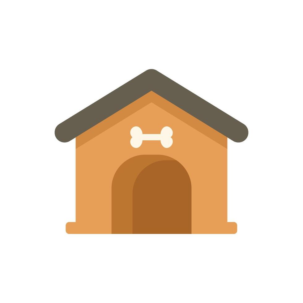 Wooden doghouse with bone symbol standing on white background vector
