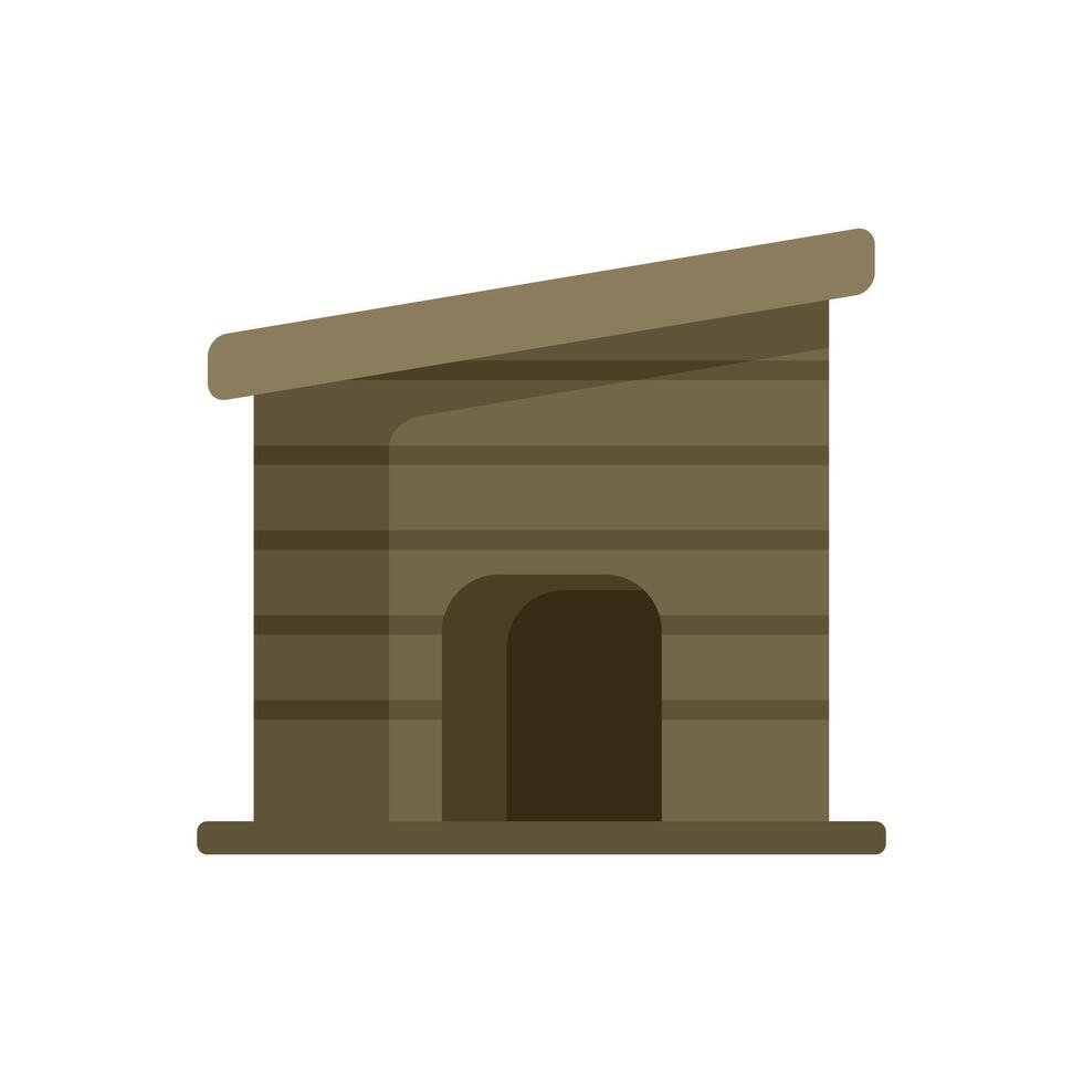 Simple wooden doghouse providing shelter for a pet vector