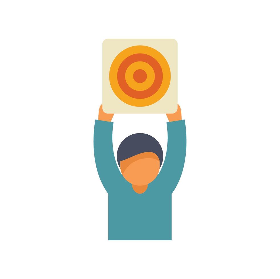Marketing manager holding target over his head marketing concept illustration vector