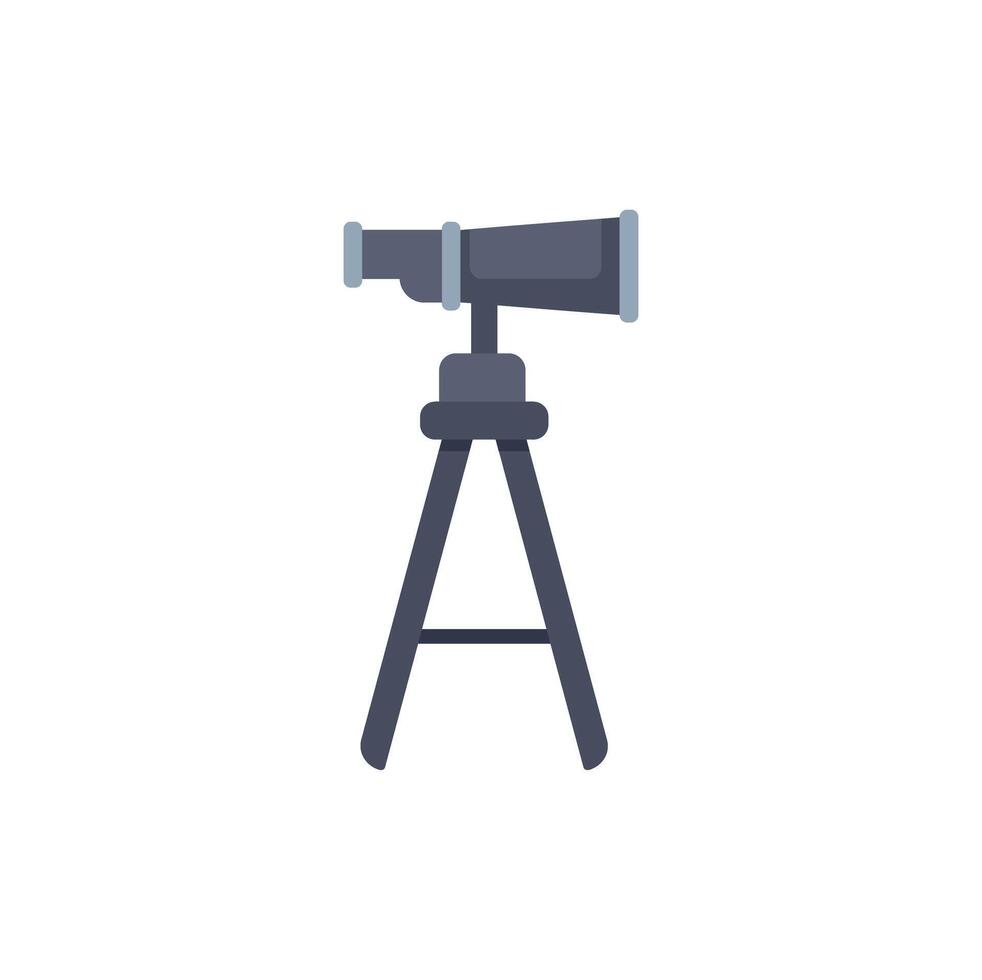 Telescope standing on tripod for watching and observing vector