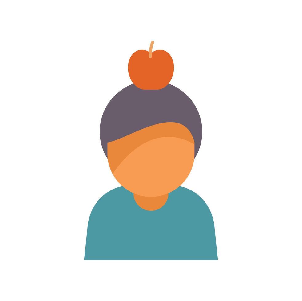 Avatar icon of person balancing apple on head vector