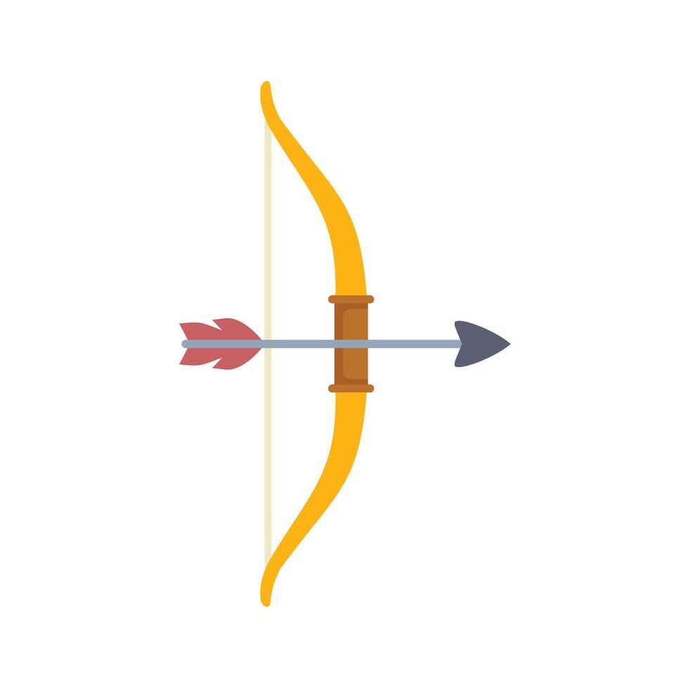 Wooden bow and arrow pointing right cartoon style isolated on white background vector