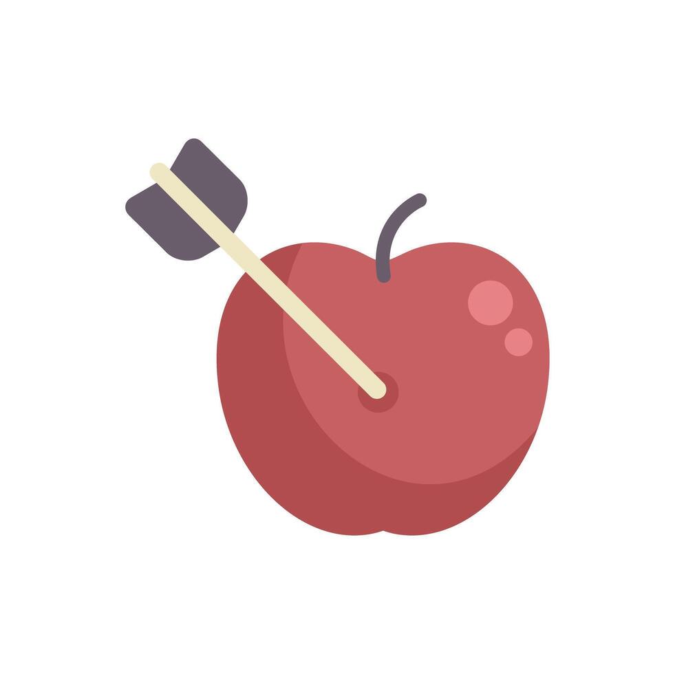 Cupid arrow piercing red apple icon representing love vector