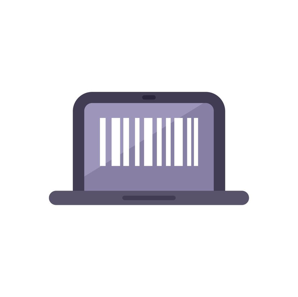 Laptop displaying barcode for inventory and tracking vector