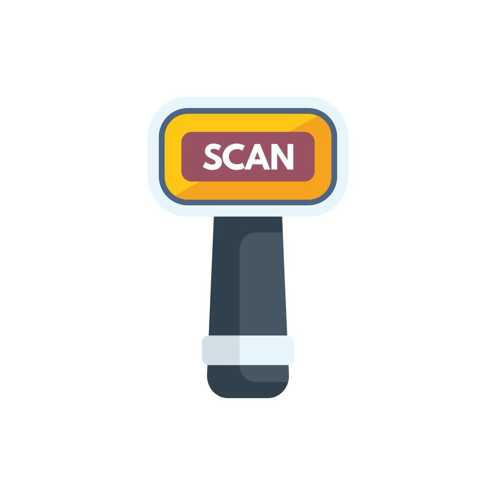 Hand scanner scanning bar code with yellow screen vector