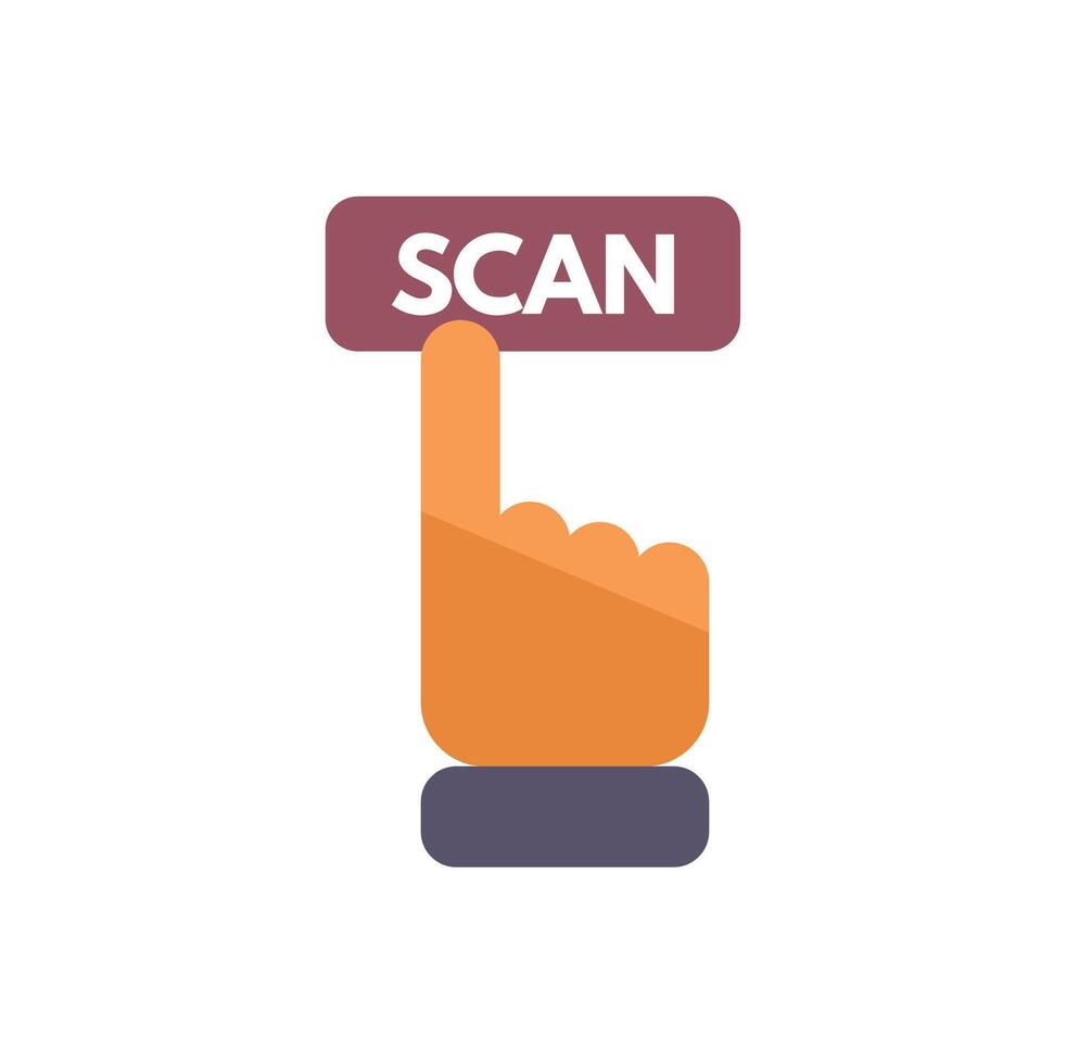 Index finger pressing scan button for accessing information vector