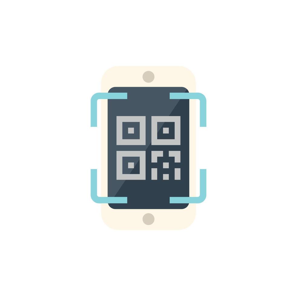 Smartphone scanning qr code for mobile payment and authentication vector