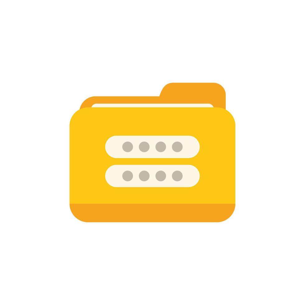 Yellow folder representing encrypted data protection concept vector