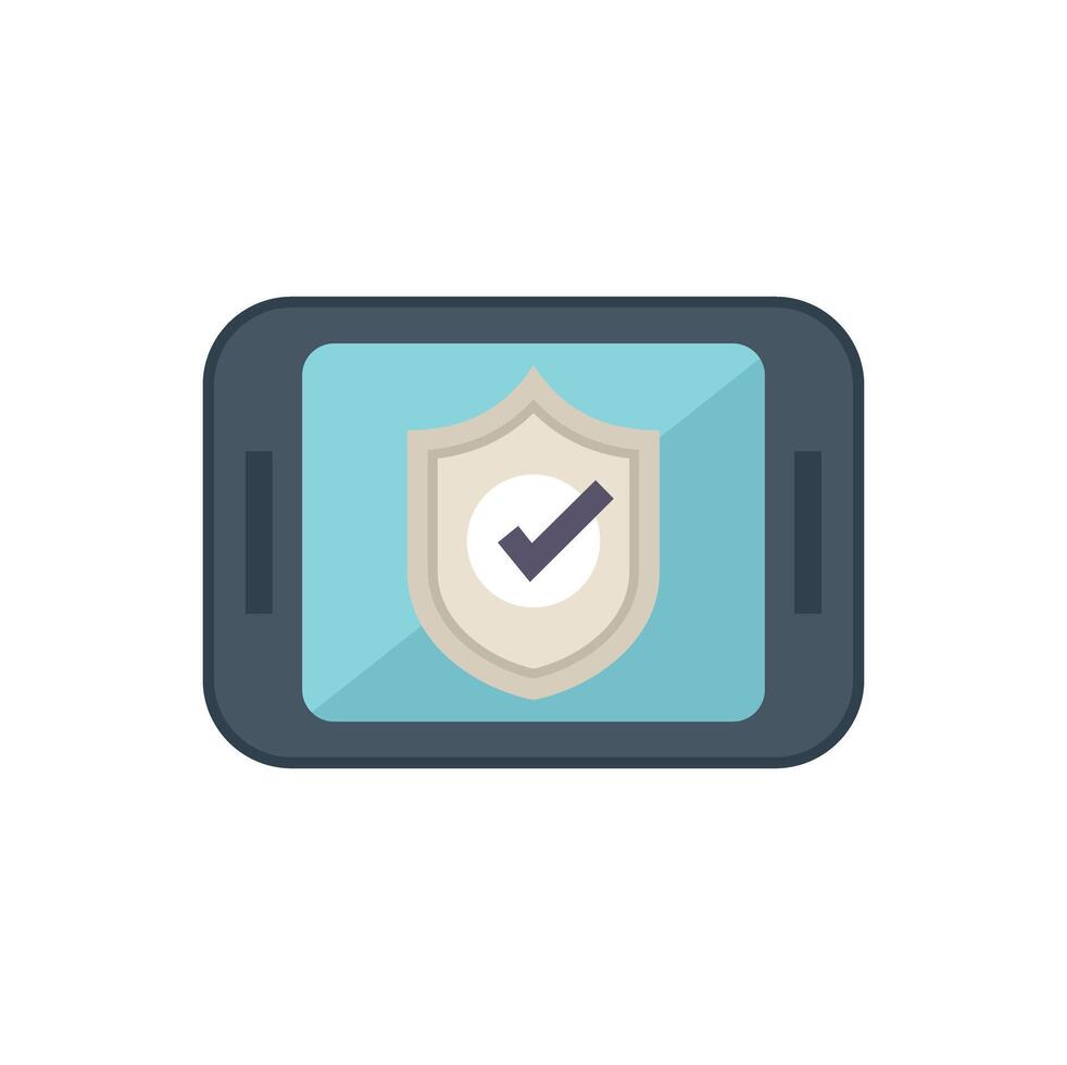 Smartphone showing security shield with check mark icon vector