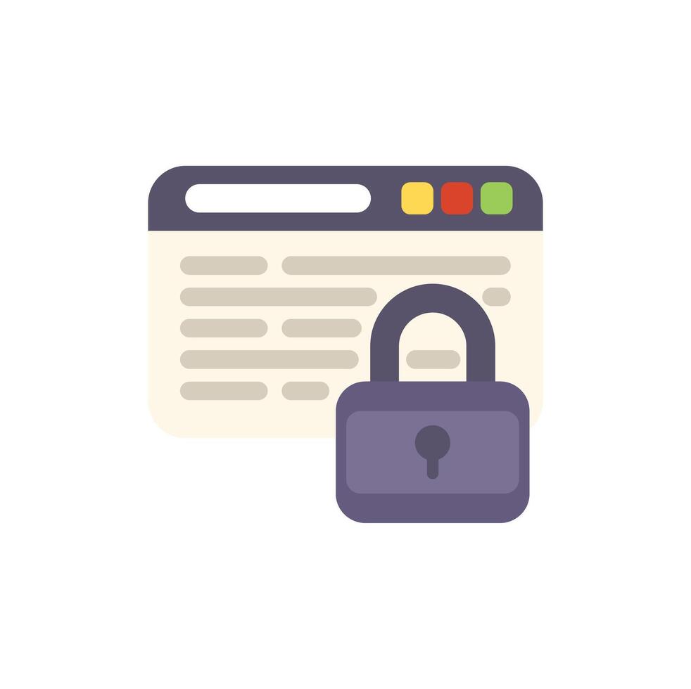 Padlock securing website information on computer screen vector