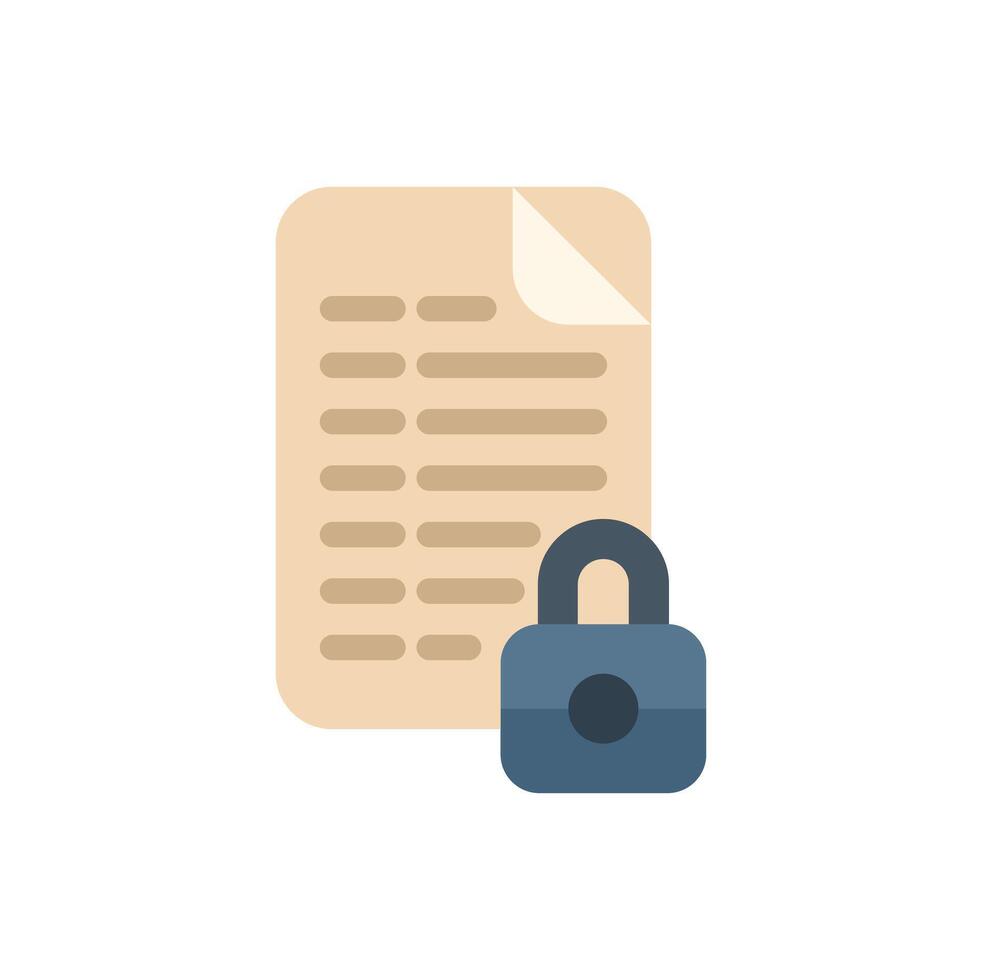 Padlock securing important document for privacy and protection vector
