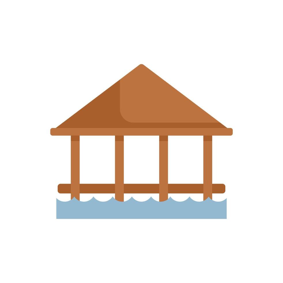 Wooden bungalow standing on water surface for relaxation vector