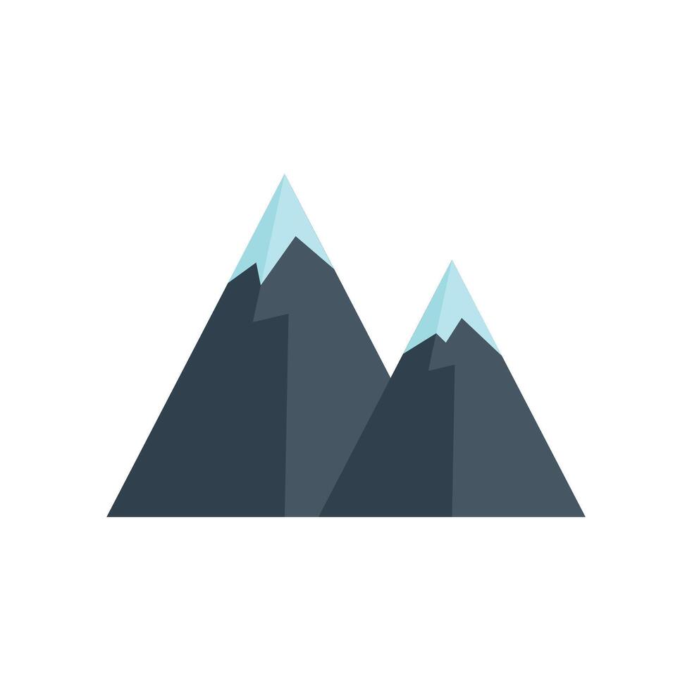 Two black mountains with snowy peaks forming a valley illustration vector