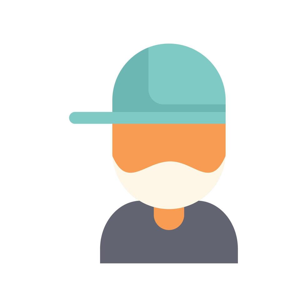 Young man wearing a cap and looking forward flat icon design character avatar vector