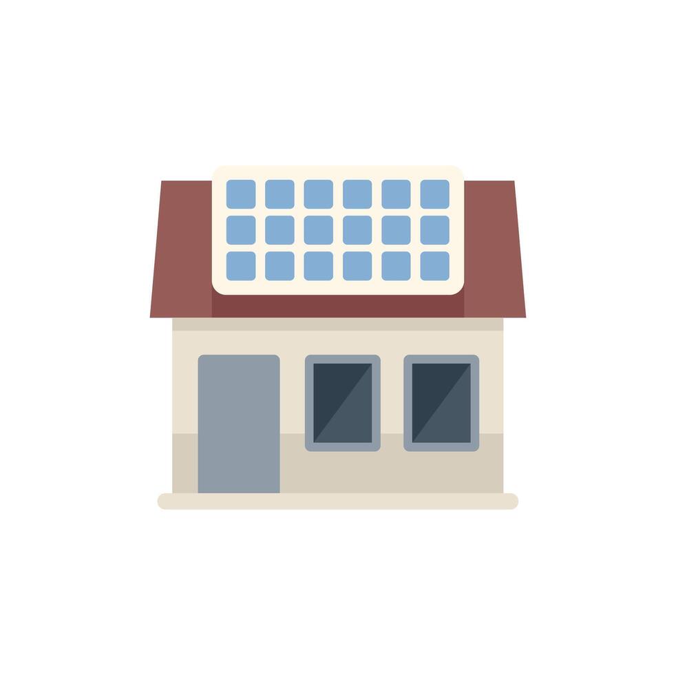 Small house using green energy with solar panels on roof vector