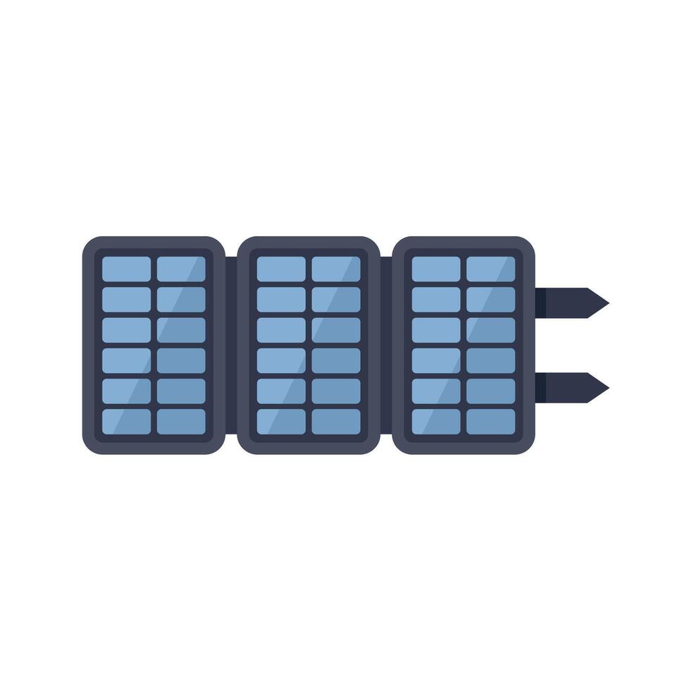 Foldable solar panel converting solar energy into electricity illustration vector