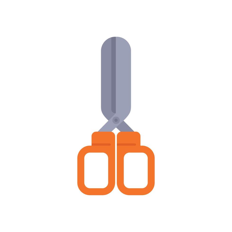Pair of orange scissors cutting on white background vector