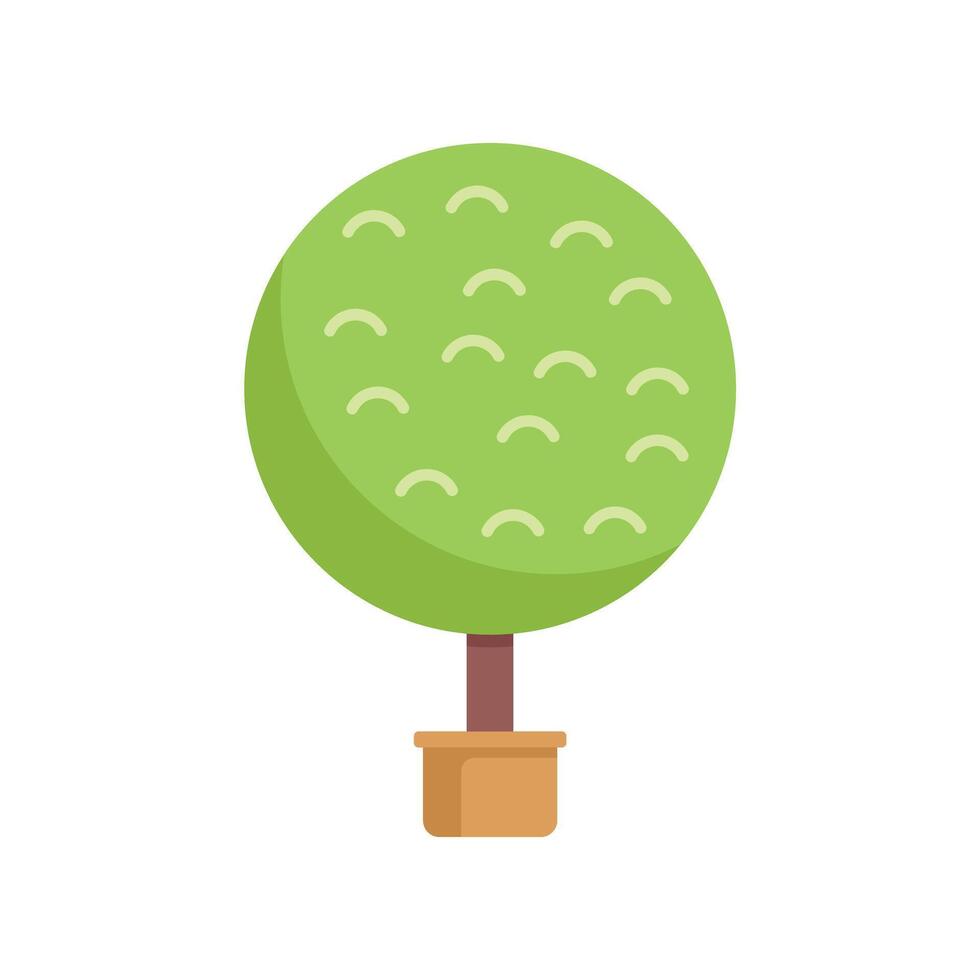 Round shaped green tree growing in pot for garden decoration vector