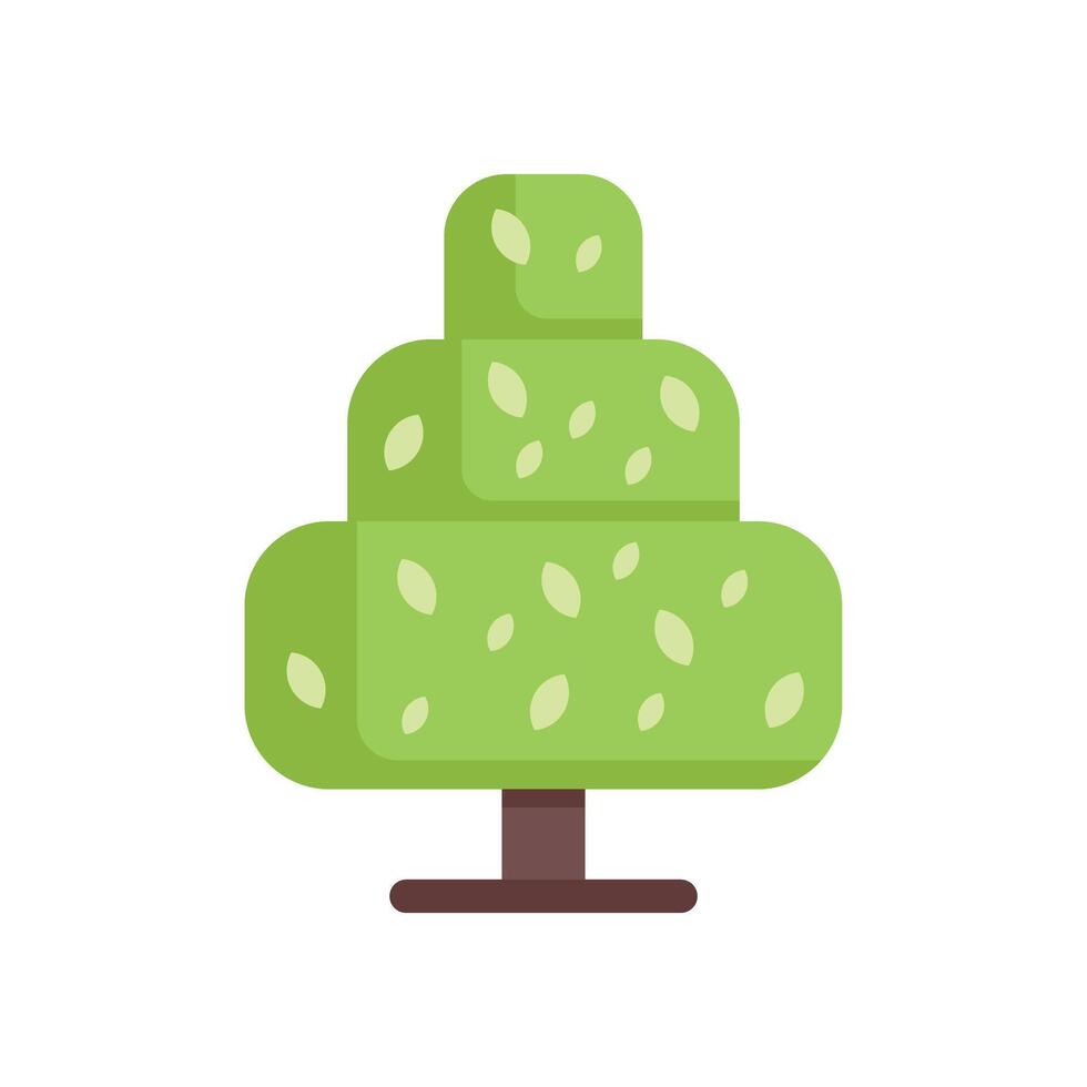 Green tree growing with lush crown and brown trunk simple style vector illustration