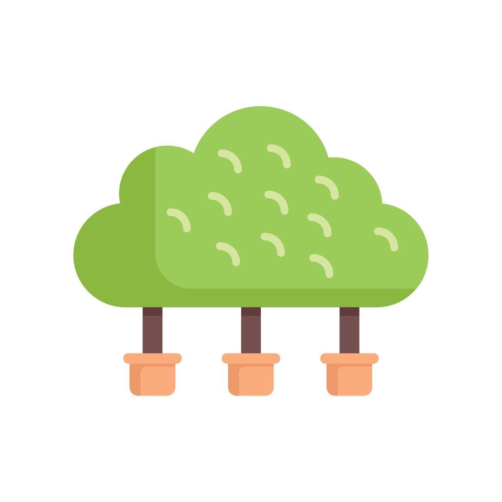Cloud computing concept with tree growing in flower pots vector