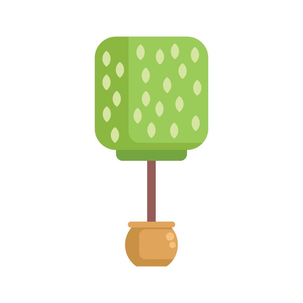 Green square crown tree growing in pot minimalist illustration vector