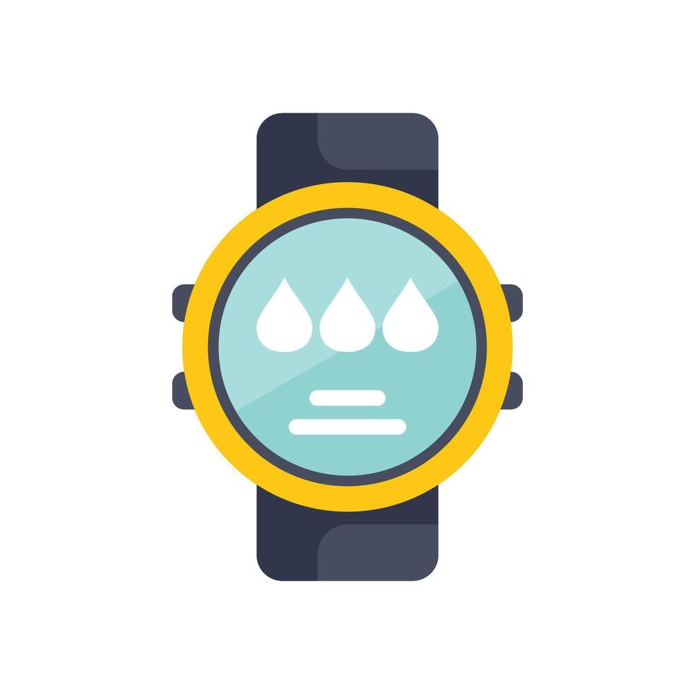 Smartwatch showing water drop icons for hydration tracking app vector