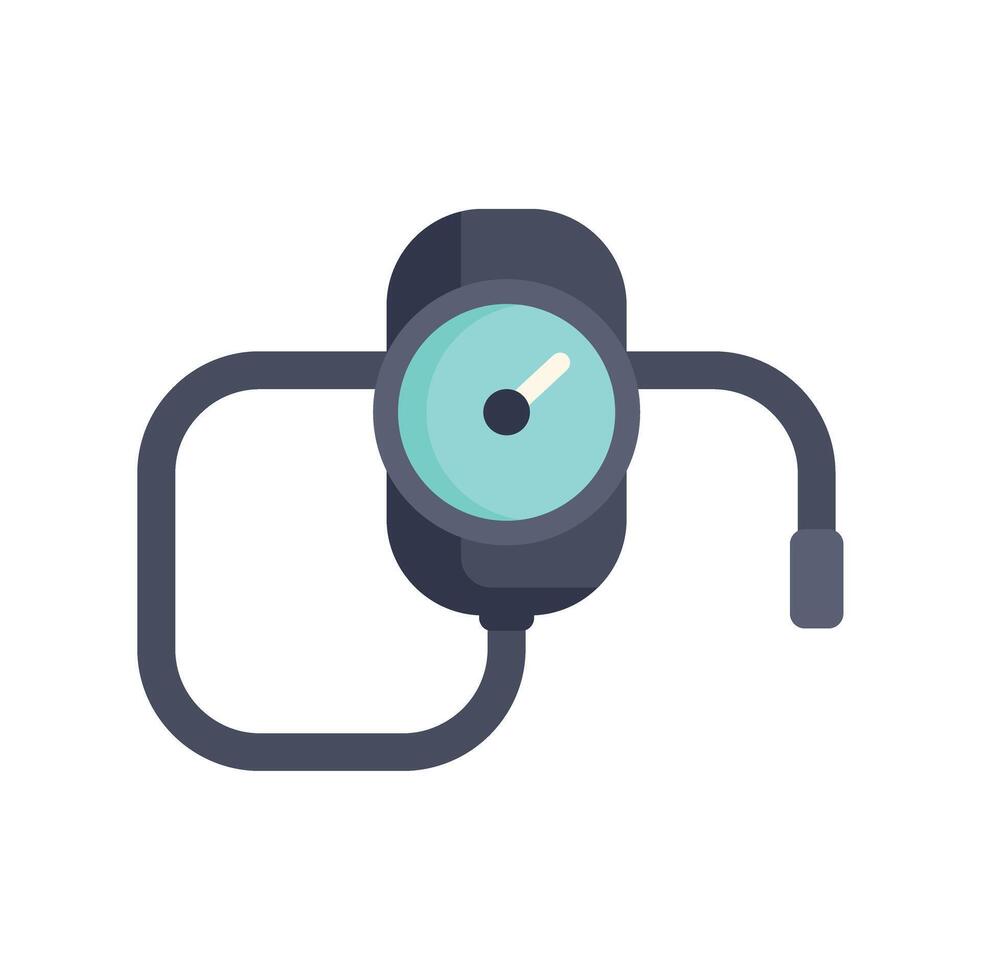 Sphygmomanometer measuring blood pressure with dial gauge displaying result vector