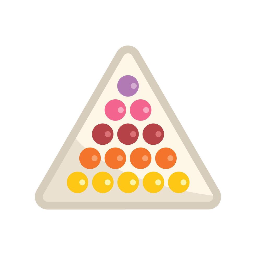 Triangle board game with colored balls forming pyramid vector