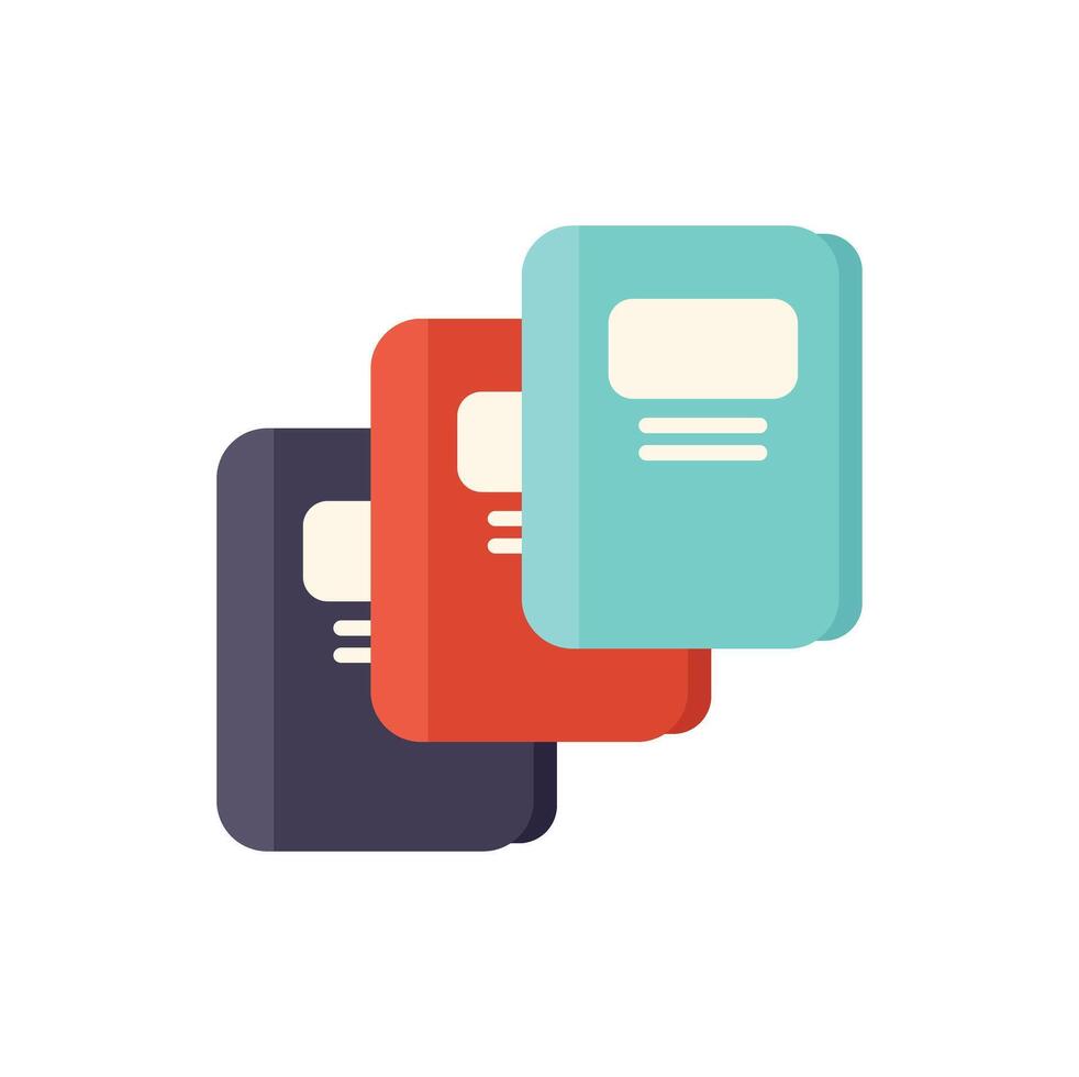 Three colorful notebooks stacked on top of each other vector