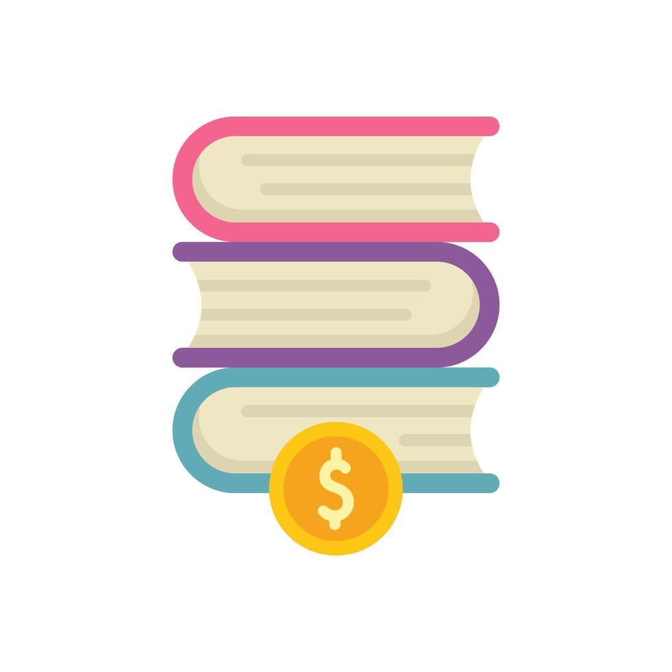 Stack of colorful books representing cost of education vector