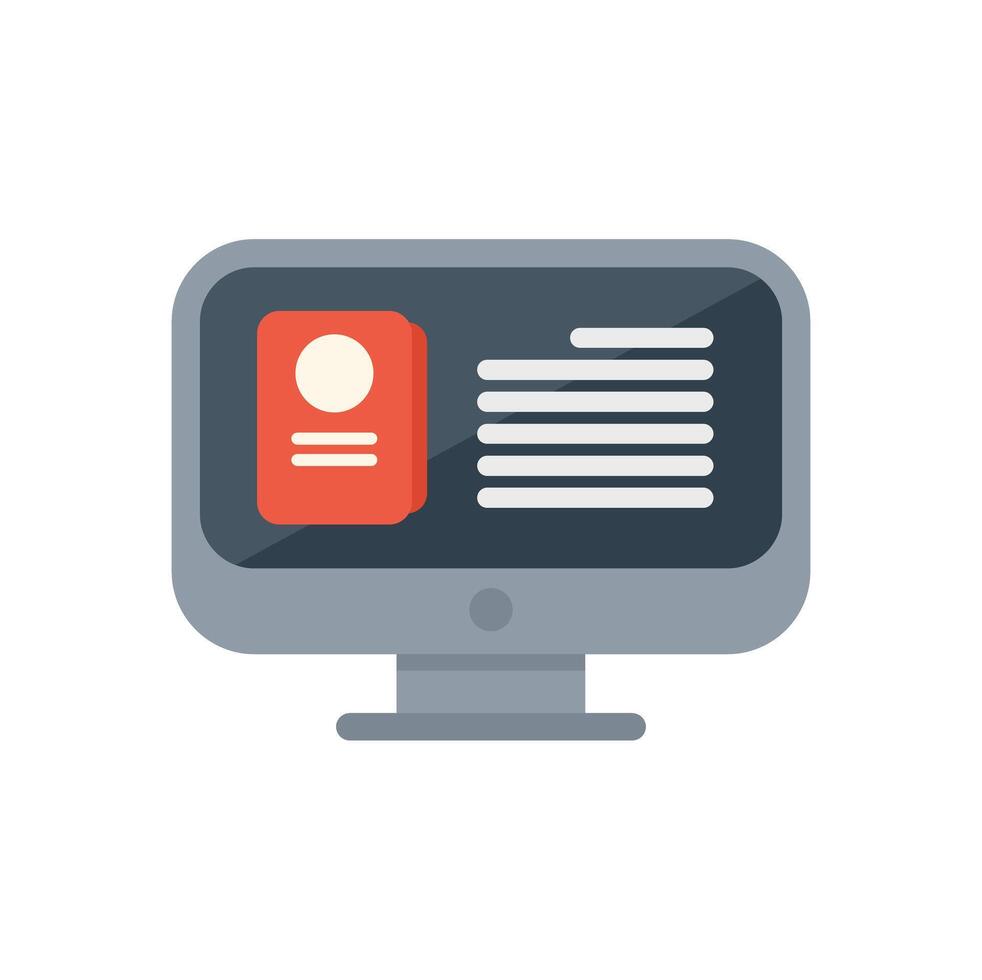 moderno escritorio computadora mostrando digital libro o documento para en línea leyendo vector