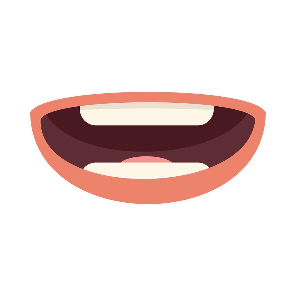 Cartoon mouth showing teeth while smiling widely vector