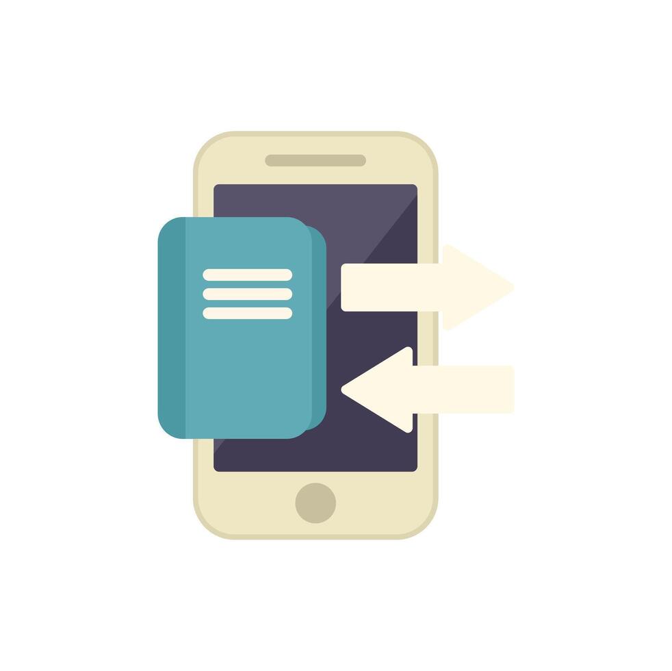 Smartphone exchanging data with digital book icon vector