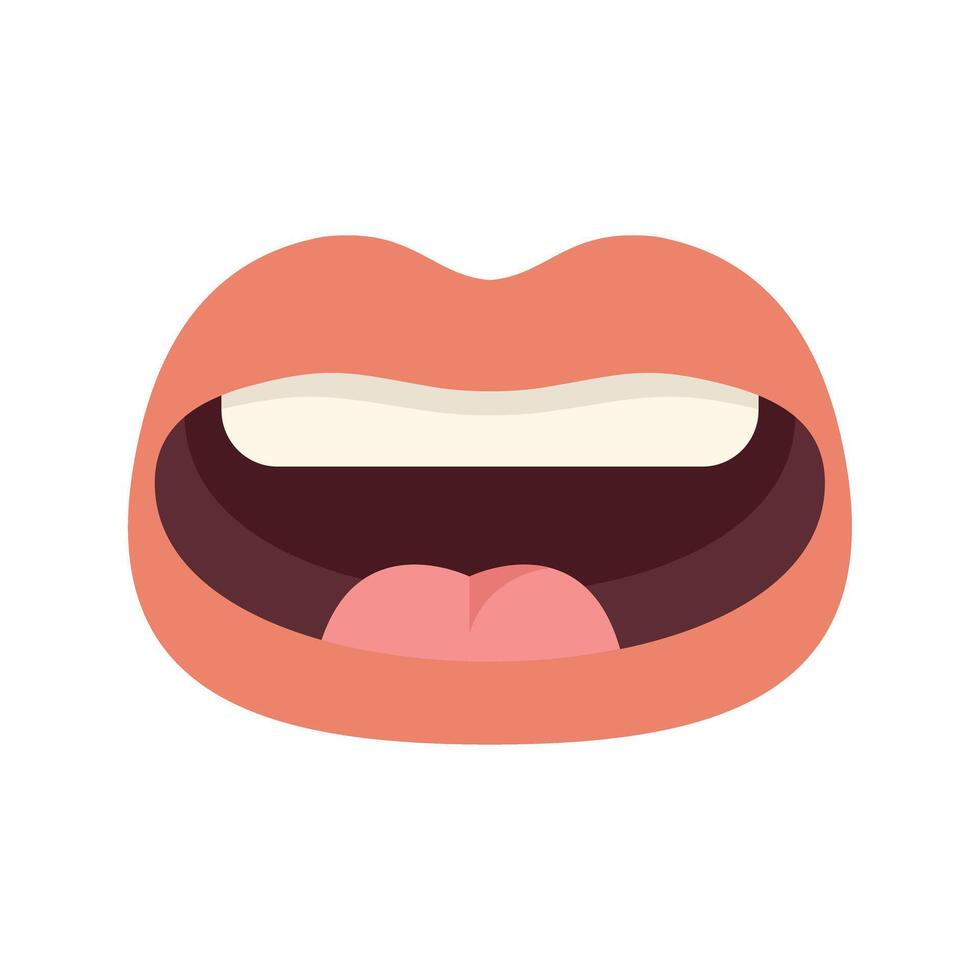 Cartoon mouth with tongue sticking out showing teeth vector