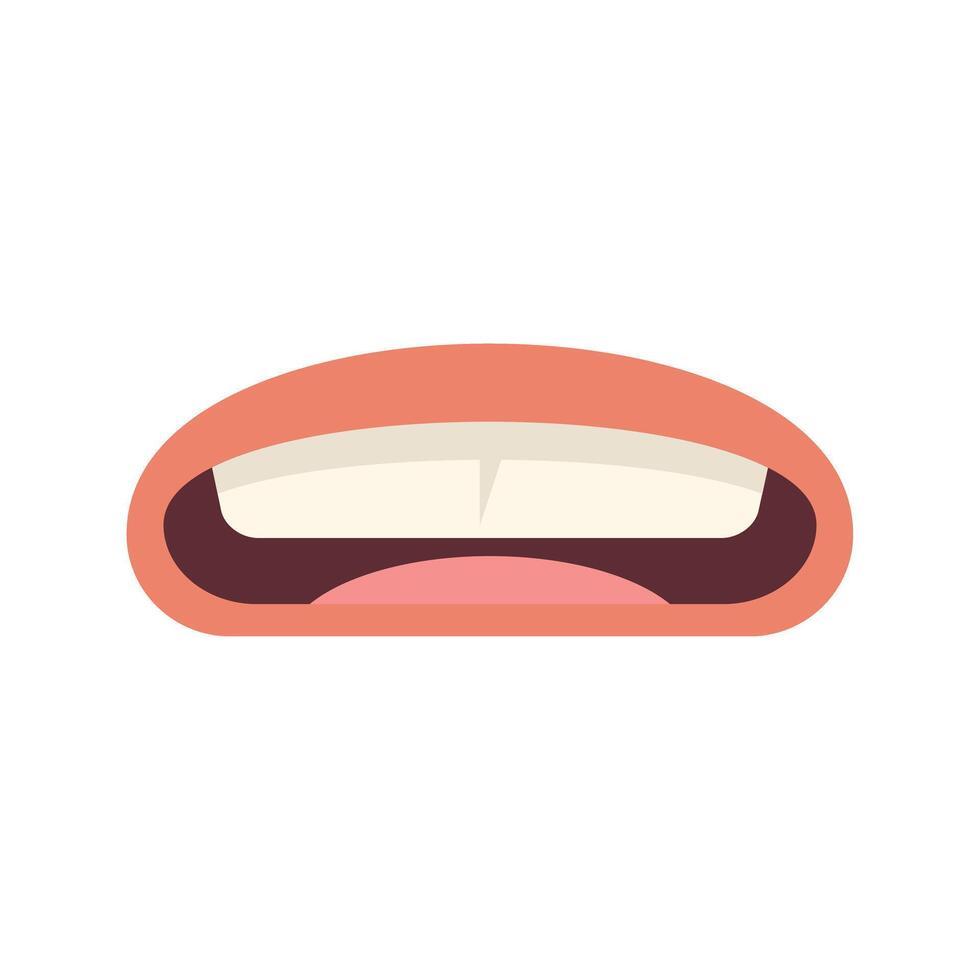 Cartoon mouth showing teeth biting lips in worried or anxious facial expression vector