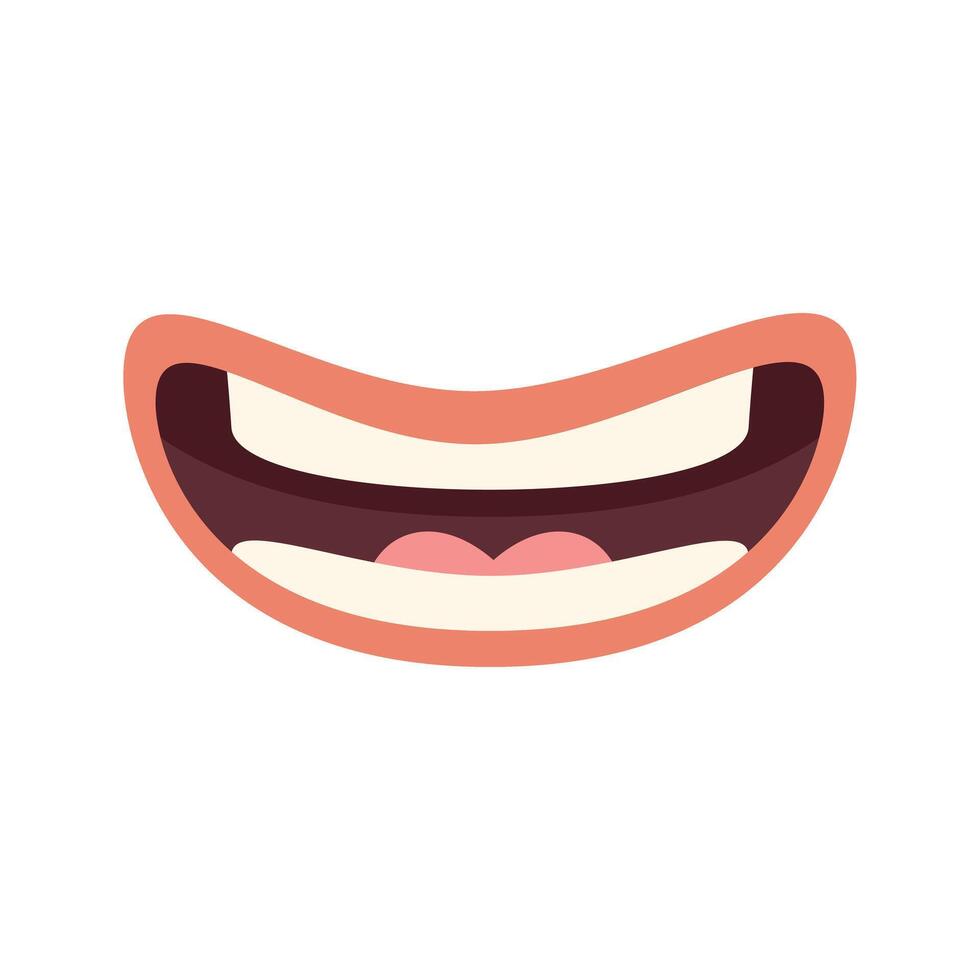 Cartoon mouth showing teeth and tongue smiling vector