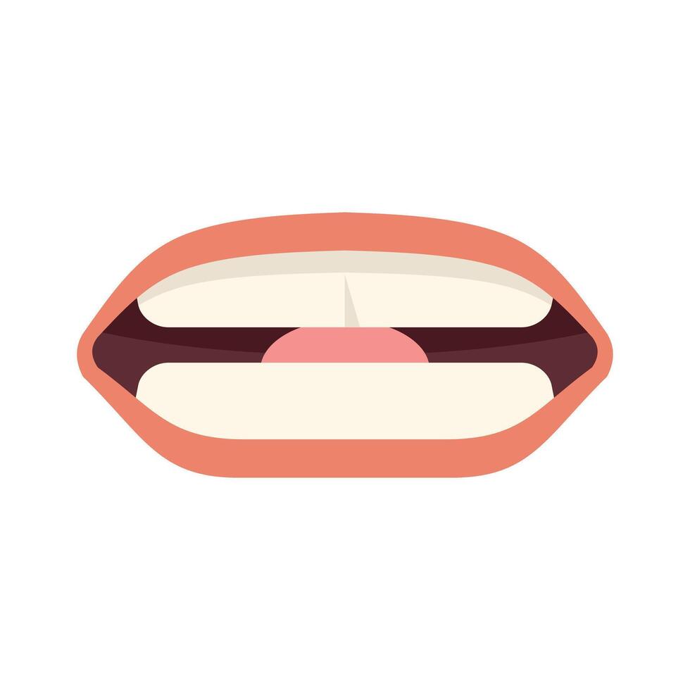 Open mouth showing tongue and teeth minimalist illustration vector