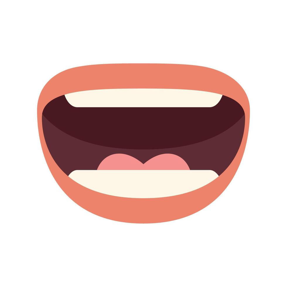 Open mouth smiling showing tongue and teeth vector