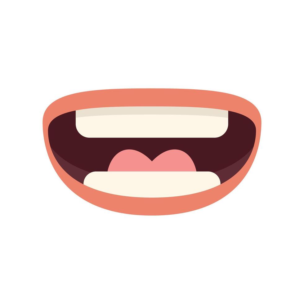 Cartoon mouth showing teeth and tongue while smiling vector