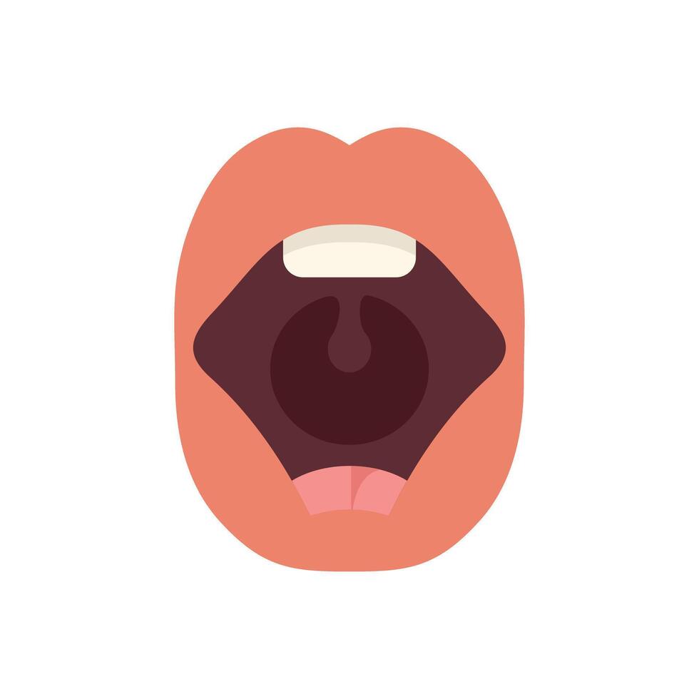 Open mouth with tongue showing teeth and filling illustration vector