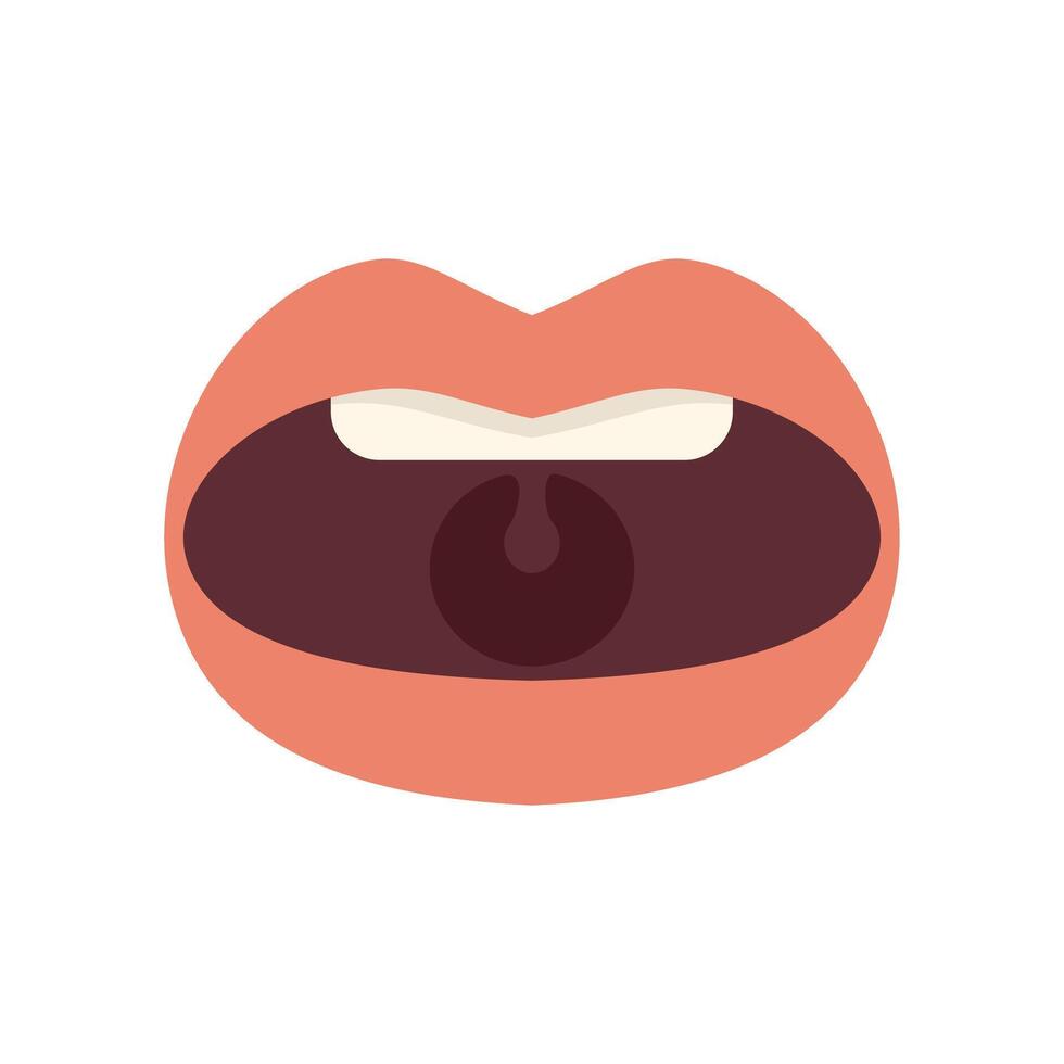 Open mouth showing teeth and tongue in flat design style vector