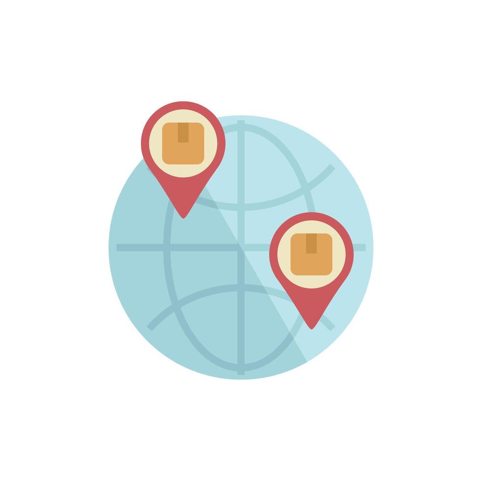 Global shipping and logistics with package tracking on world map vector