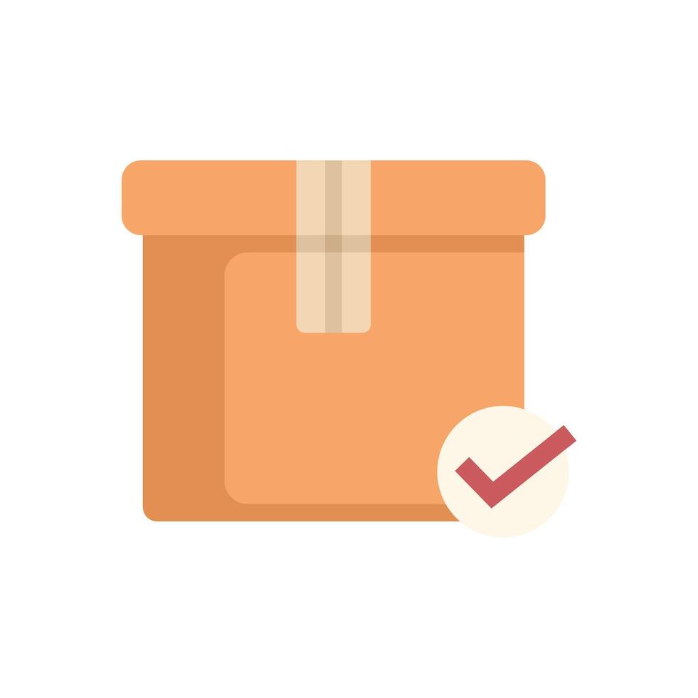 Cardboard box sealed with tape showing check mark symbol vector